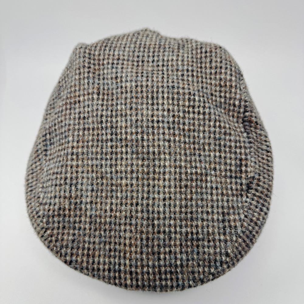 Harris Tweed Mens XL Flat Cap Gray Brown Wool Newsboy Driving Hat Made in USA